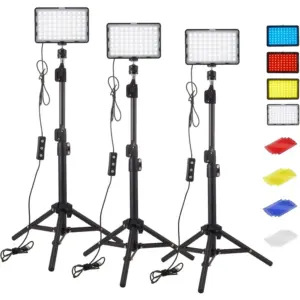 StudioPair LED Video Light Kit — Two 6" Panels with Tripods & RGB Filters