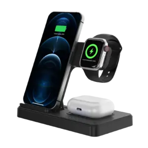 TriDock 3-in-1 Magnetic Wireless Charging Station — Phone, Watch & Earbuds